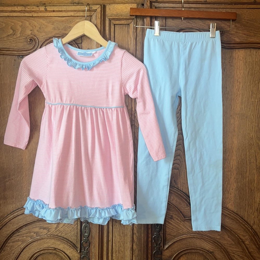 Trotter St Fall Pink and blue ruffled dress
